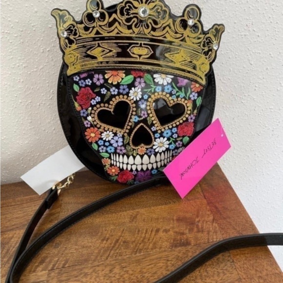 BETSEY JOHNSON HALLOWEEN SUGAR SKULL QUEEN KITSCH CROSSBODY BAG/PURSE - Picture 7 of 11